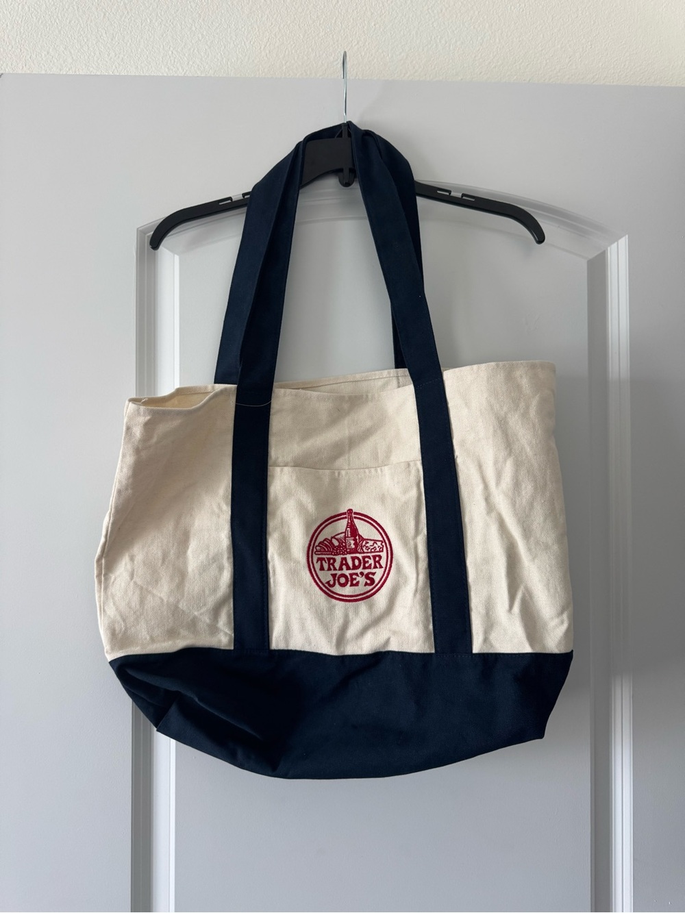 Trader Joes Large Navy Blue Canvas Tote